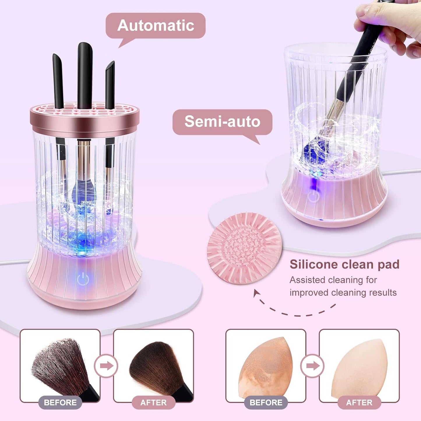 GKZ Electric Brush Cleaner Machine, High Speed Fast Cleaning Plug-in Power Brush Cleaner Ideal for Makeup Brushes & Sponges – Perfect for Home & Professional Use