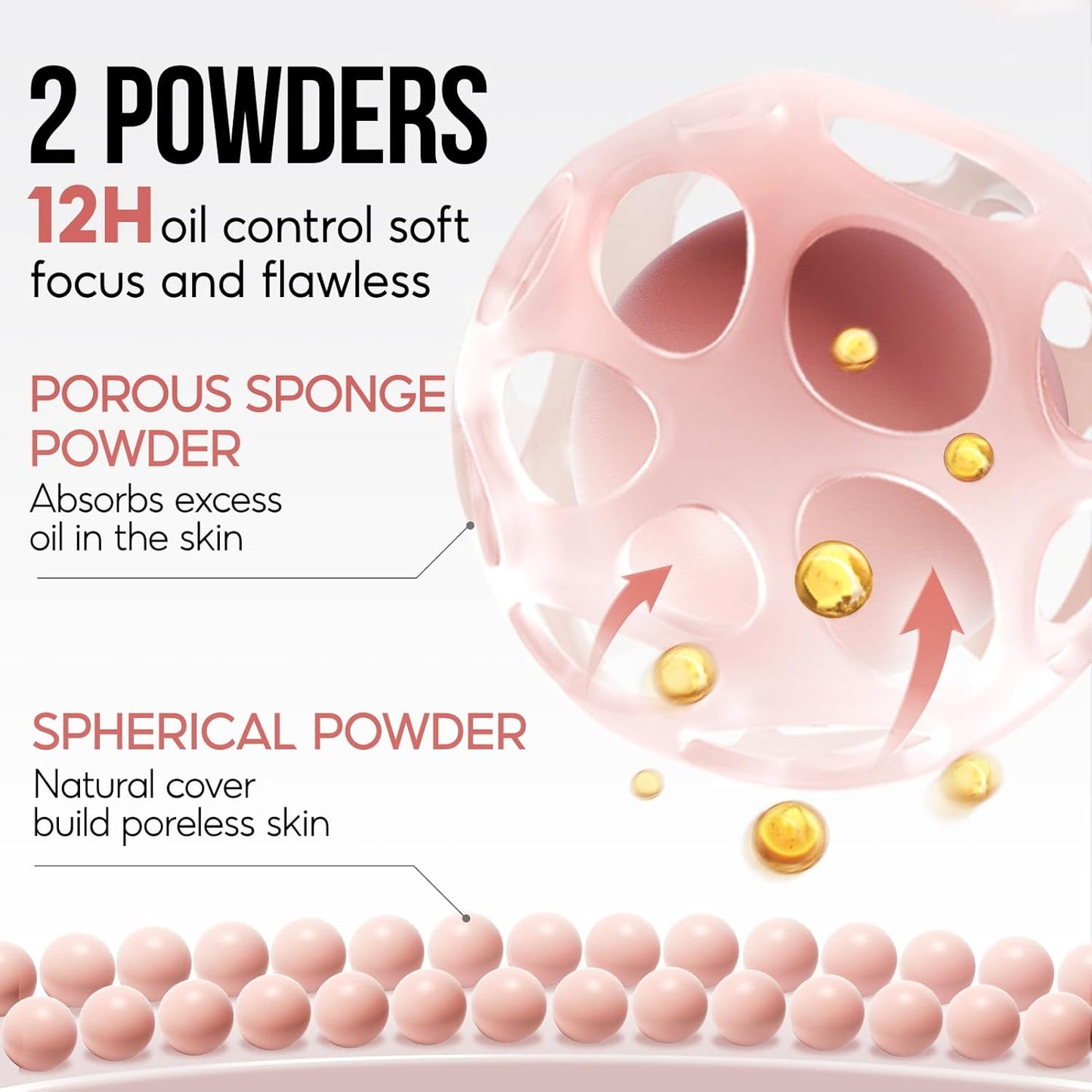 Oil Control Pressed Setting Powder Compact, 12H Longlasting Translucent Powder Makeup, Waterproof Face Powder, 03 NATURAL, 0.28Oz