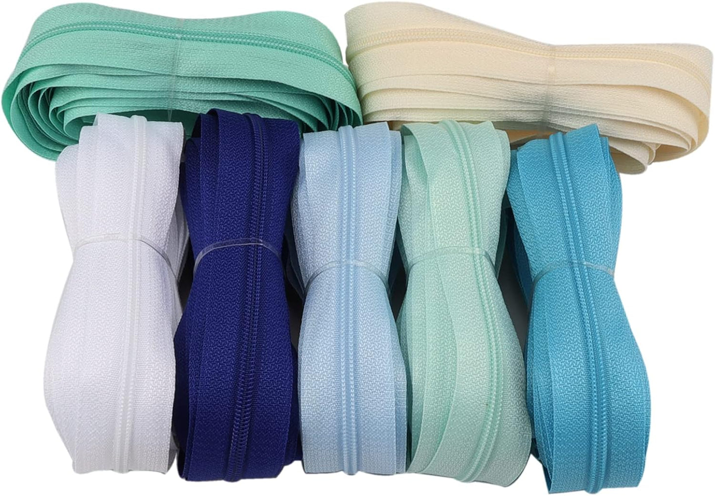 Zippers by The Yard for Sewing, DOITEM 2.8 mm Zippers 22.4 m Nylon Endless Zip Set with Slider and Zip for Sewing and Crafts – 7 Colors