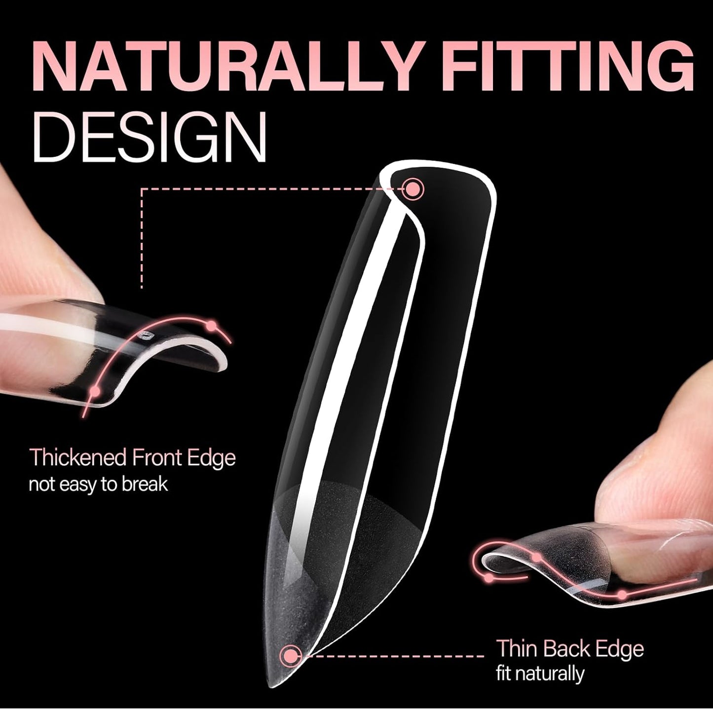 AILLSA Short Square Nail Tips Full Cover Clear Gelly Tips Half Matte Acrylic Tips Pre-Filed Fake Press on Nail Tips for Extension Home DIY Salon Manicure 216PCS 12 Sizes