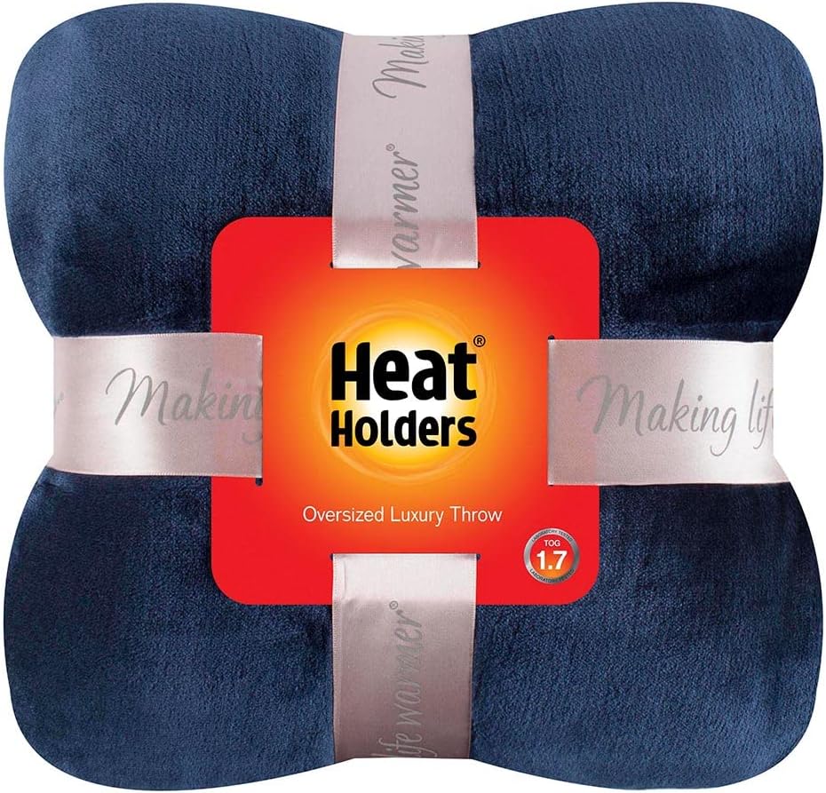 Heat Holders Fleece Throw Blanket for Couch - 300GSM Plush Super Soft Throw Blanket for Bed, Sofa, car & travel - Extra Large Cozy Blankets , Warm Thick Fuzzy, All Season - 50" X 70" - Navy