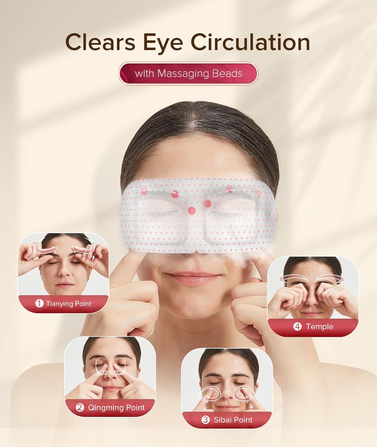 3D Self Heated Eye Mask for Dry Eyes with 100+ Soft Beads,Steam Eye Mask for Sleeping,Relaxation, Disposable, Spa, Travel Gifts for Women, Men 7 Packs