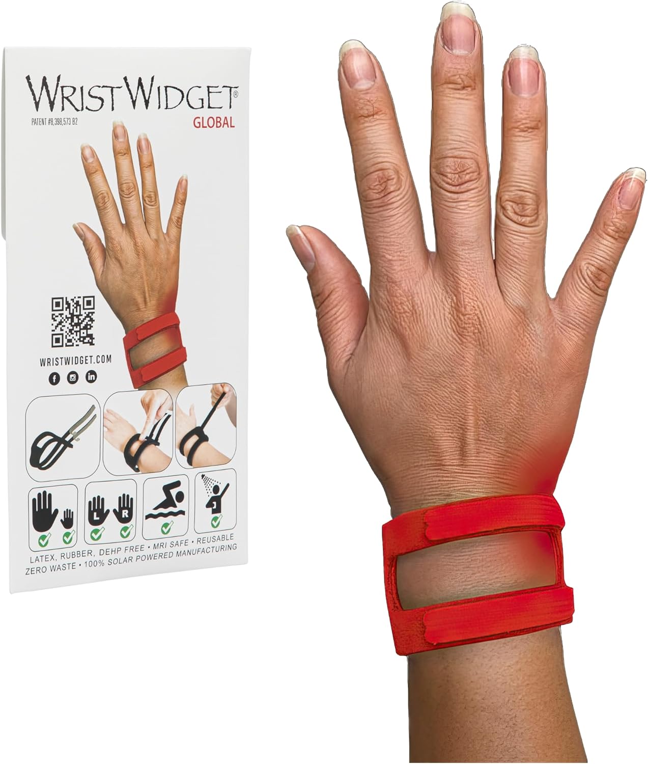 WristWidget® (Red) Adjustable Wrist Brace for TFCC Tears, One Size fits most. For Left and Right Wrists, Support for Weight Bearing Strain, Exercise