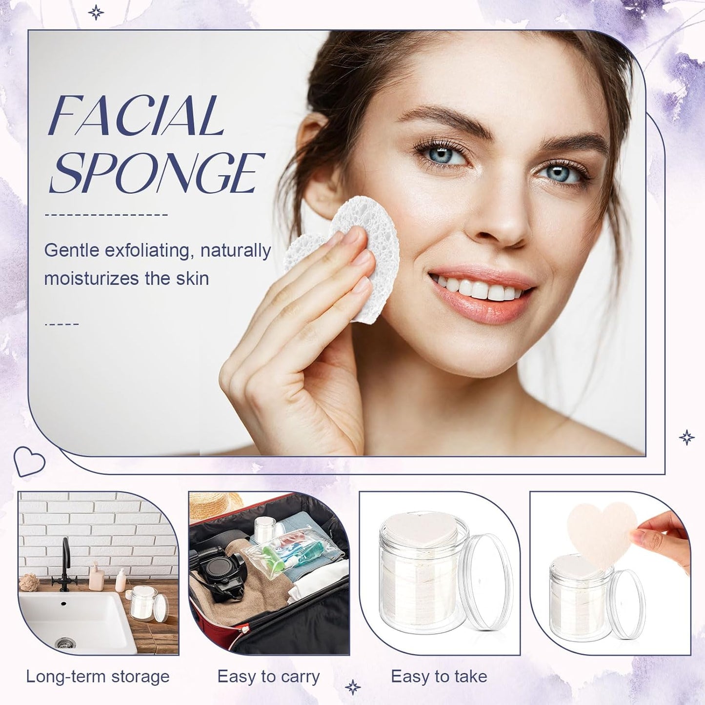 Loopeer 96 Pcs Compressed Facial Sponges with Container Disposable Face Sponge Pads for Washing Face Cleansing Exfoliating Esthetician Makeup Removal(White)