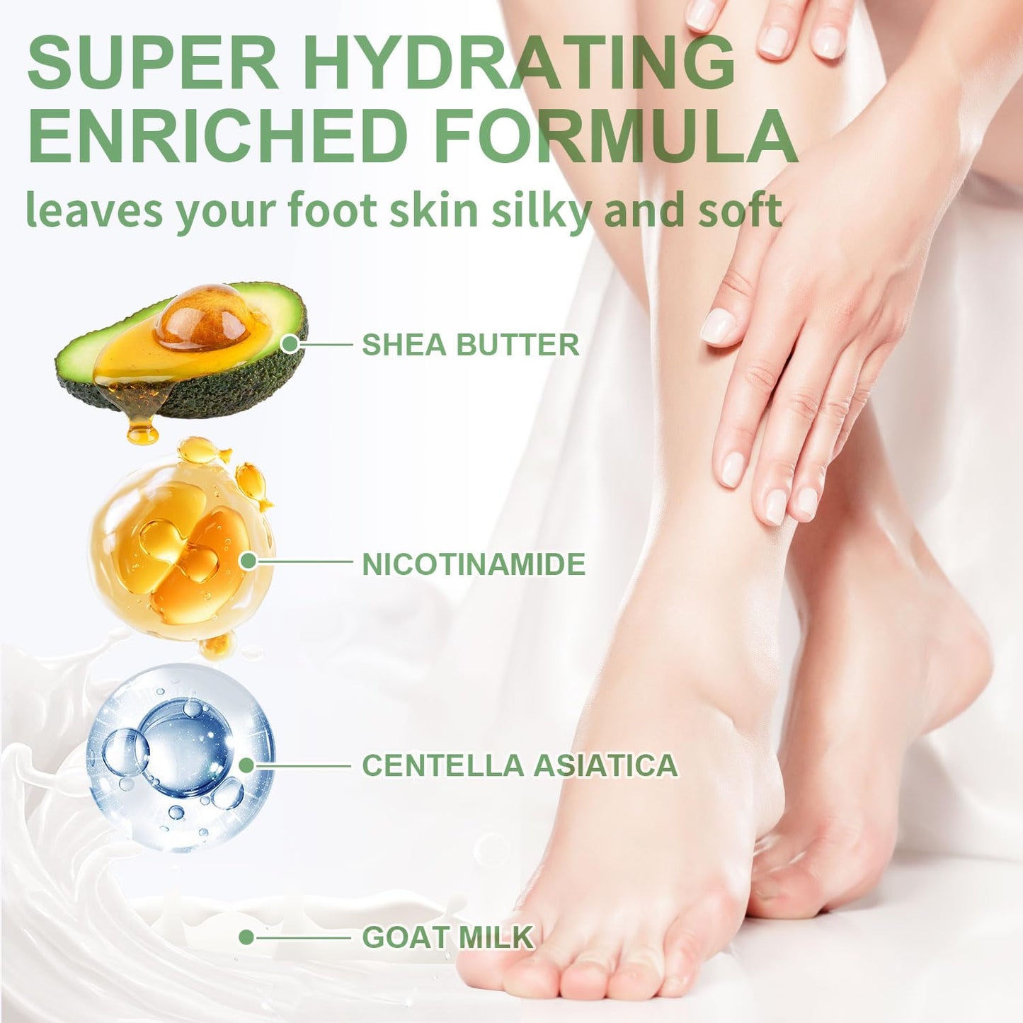 Moisturizing Foot Mask with Shea Butter and Goat Milk, Hydrating Foot Masks for Dry Cracked Feet, Dry Skin Moisturizer for Soft and Smooth Touch Feet - Men Women - 5 Pairs