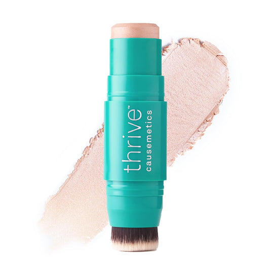 Thrive Causemetics Triple Threat Color Stick: Cream Highlighter Stick with Vitamin E, Evening Primrose Oil, Waterproof Smudge Proof Face Makeup Formula, Joy (Gold Shimmer)
