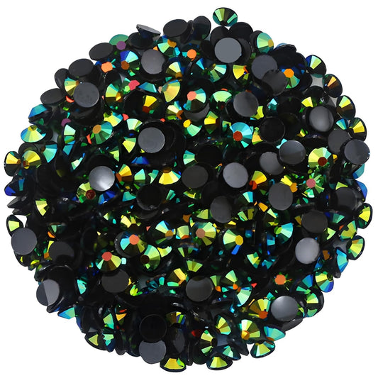 2250 Pcs SS16 4mm AB Flatback Rhinestones for Nails Art Crafts Glitter Round Shine Gems Crystals DIY Clothes Shoes （Black-Bottom Dark Green AB）
