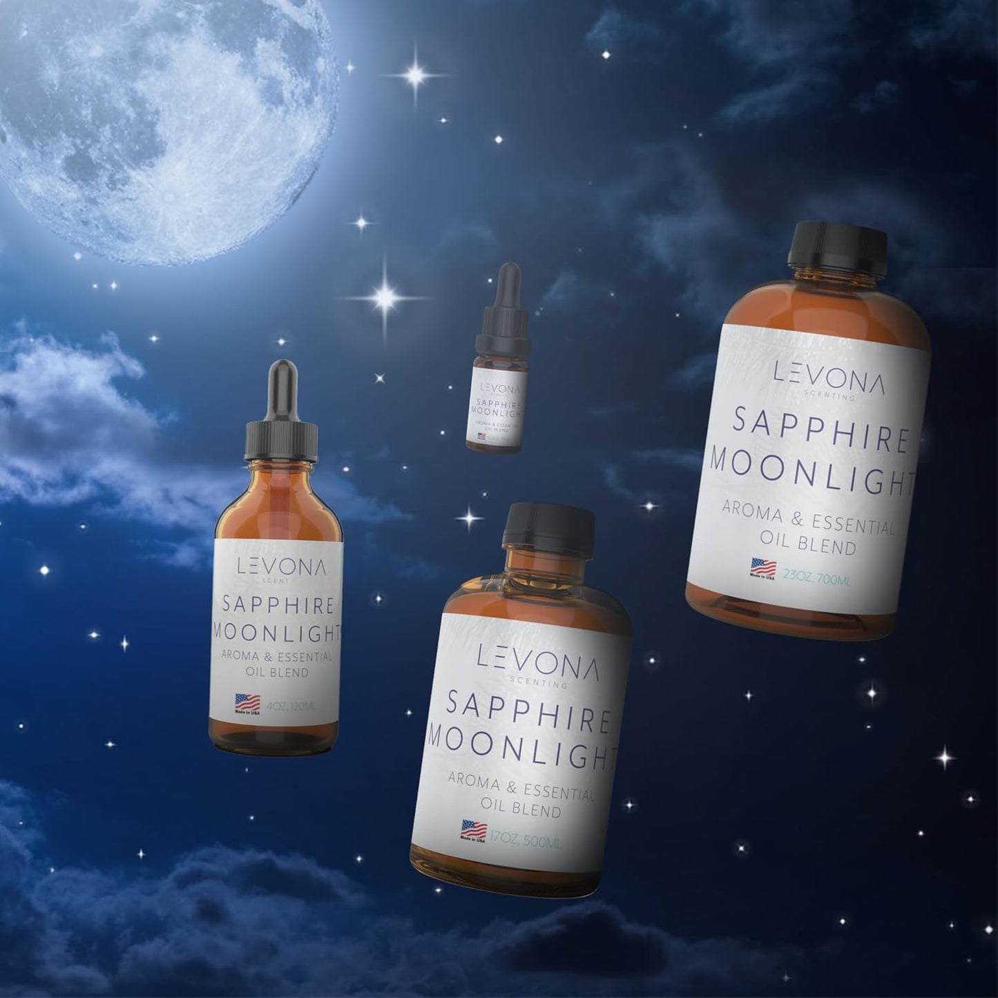 Levona Scent Essential Oil - Fresh Aroma for Home, Office, Hotel & Spa, Perfect in Humidifiers and Diffusers, Luxury Fragrance, with Lemon & Aqua Marine Notes - 500ml/ 17 fl oz, Sapphire Moonlight