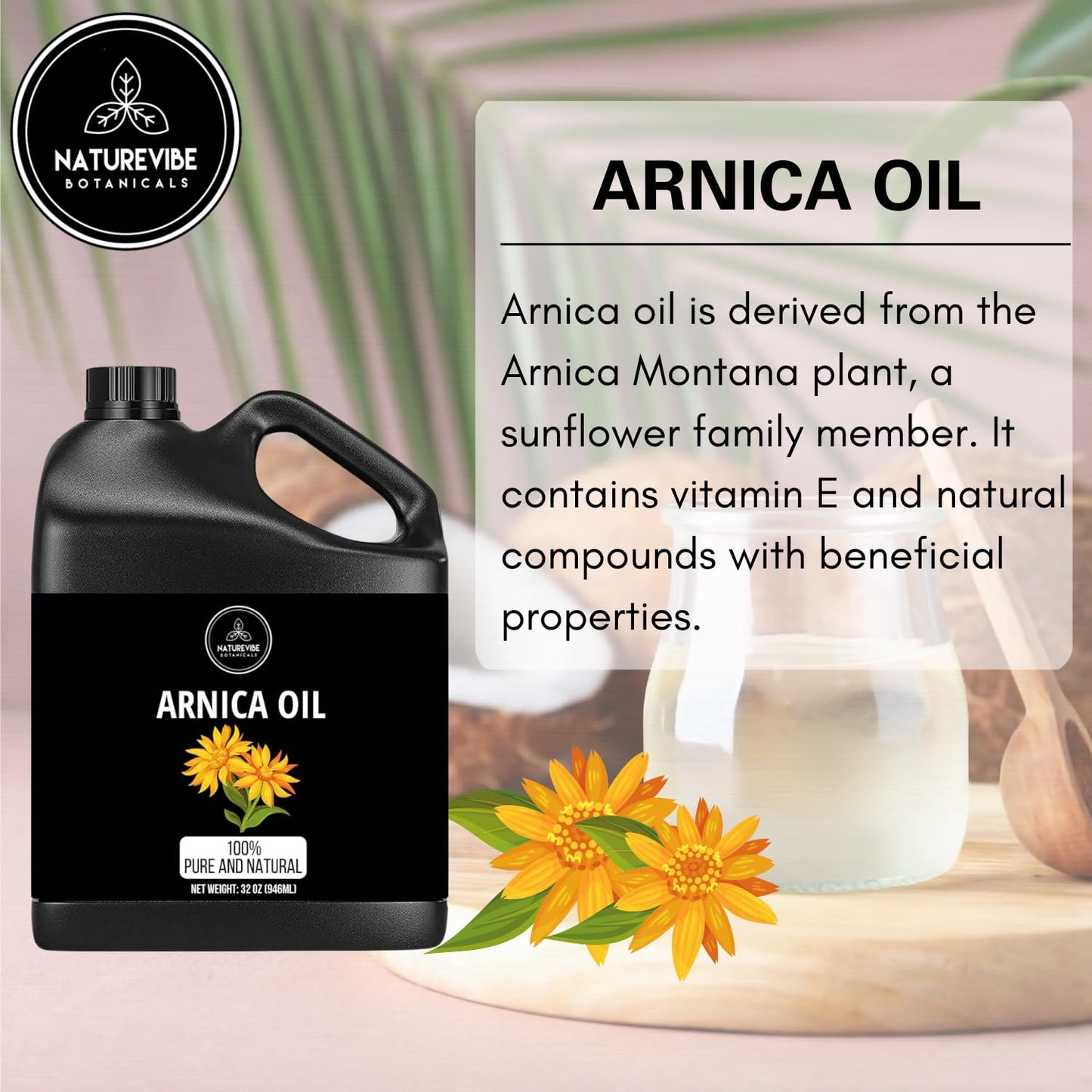 Naturevibe Botanicals Arnica Oil 32 Ounces | 100% Pure and Natural | Great for Skin Care and Hair Care