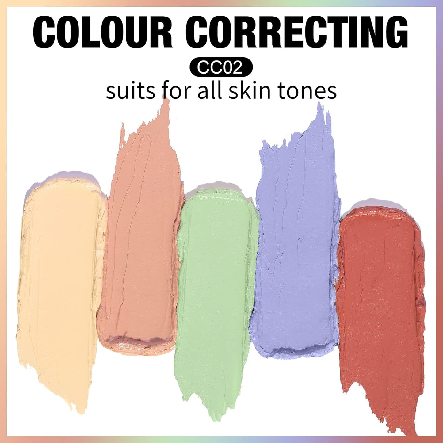 FOCALLURE #GoldenAge 5 in 1 Multi Uses Concealer Palette, 5 Colors Correcting Conceal Palette, Camouflage Contour Palettes for Dark Circles, Face Contouring Highlighter Pallet, CC02 COLOUR CORRECTING