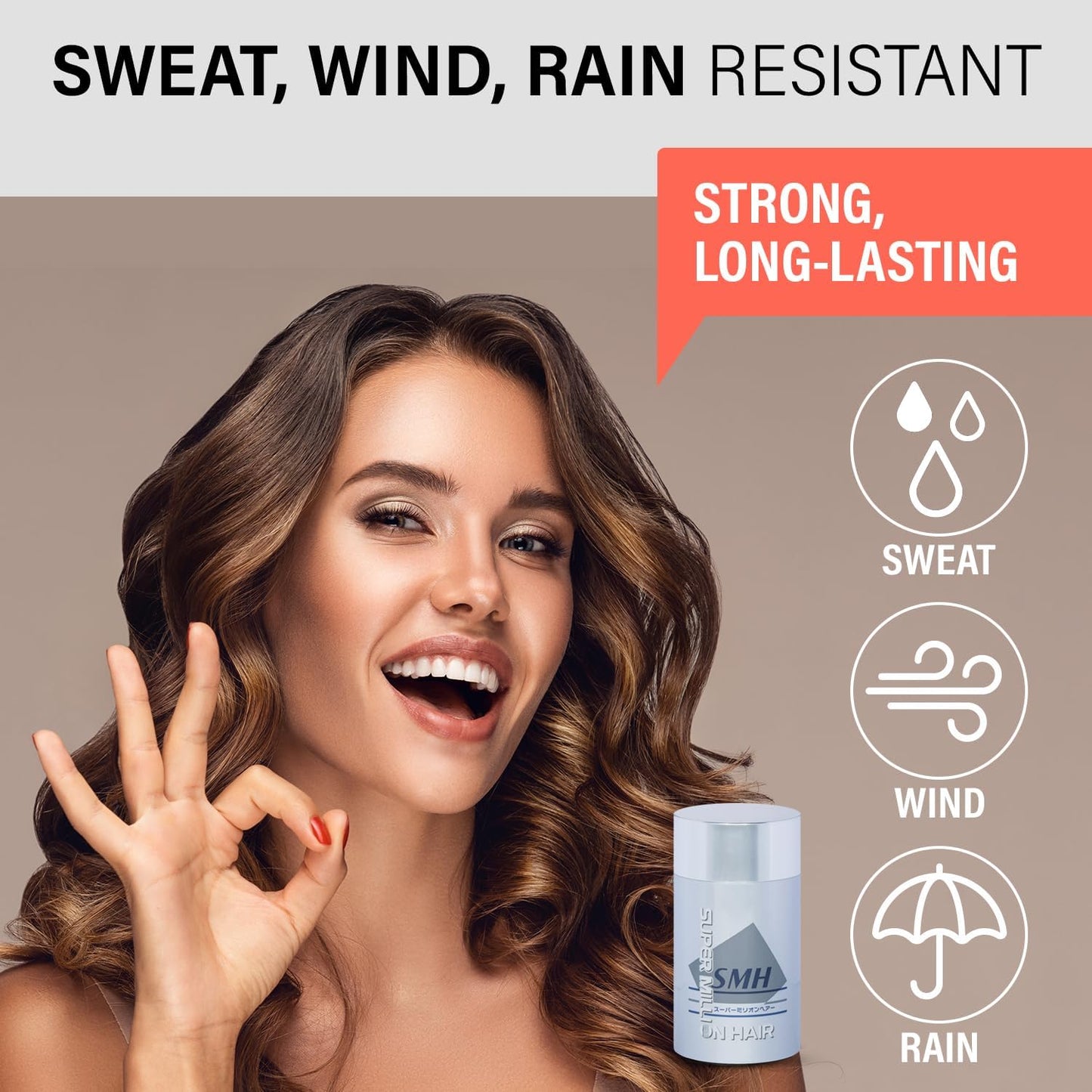 SMH Hair Fibers MADE IN JAPAN – Instantly Conceals Thinning Hair –Long-Lasting – Sweat, Water & Wind Resistant – Hair Loss Solutions For Men & Women (Dark Brown, 25g)