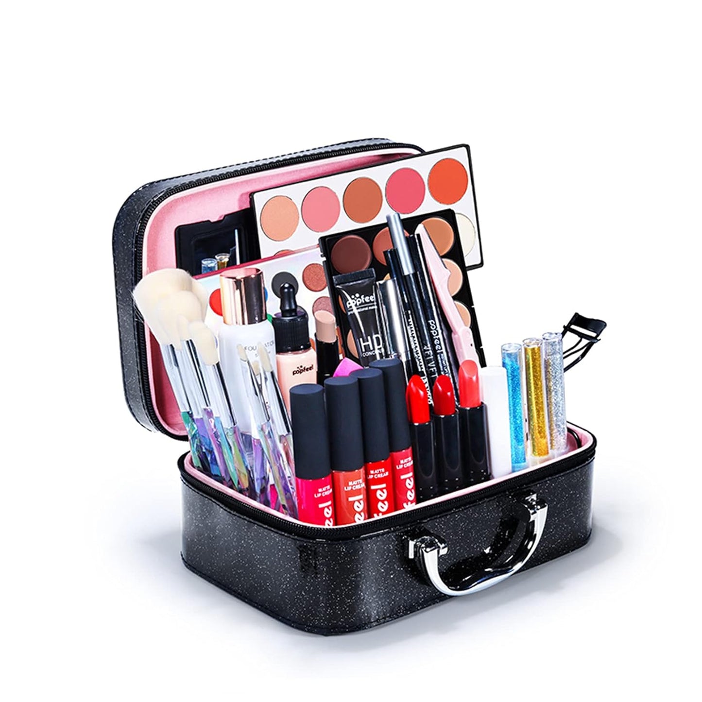 All-in-One Makeup Gift Set Travel Makeup Kit Complete Starter Makeup Bundle Lipgloss Lipstick Concealer Blushes Powder Eyeshadow Palette Cosmetic Palette for Teen Girls & Adults #17