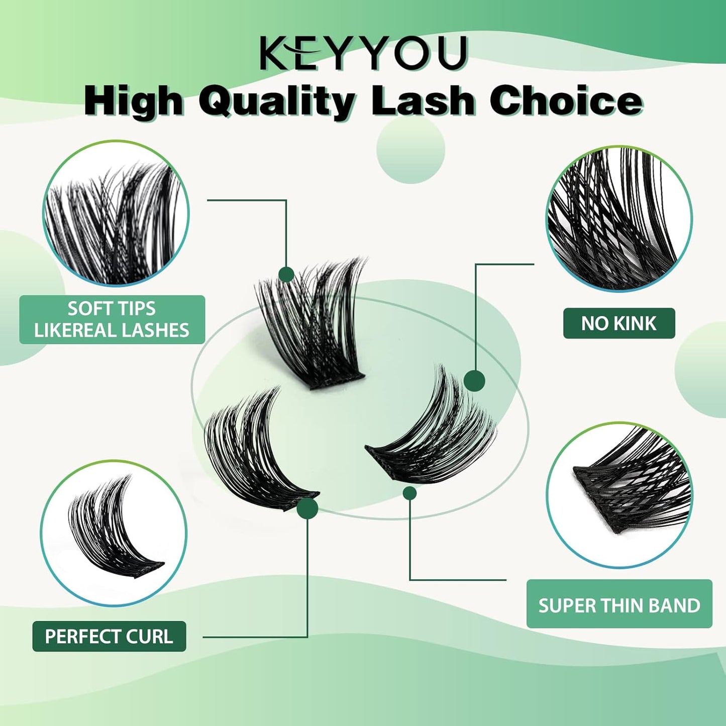 Lash Clusters 96pcs Individual Lashes Y02 D Curl 16mm Eyelash Clusters KEYYOU Volume Wispy Lash Extension Soft&Comfortable Easy DIY at Home(Y02,D-16mm)