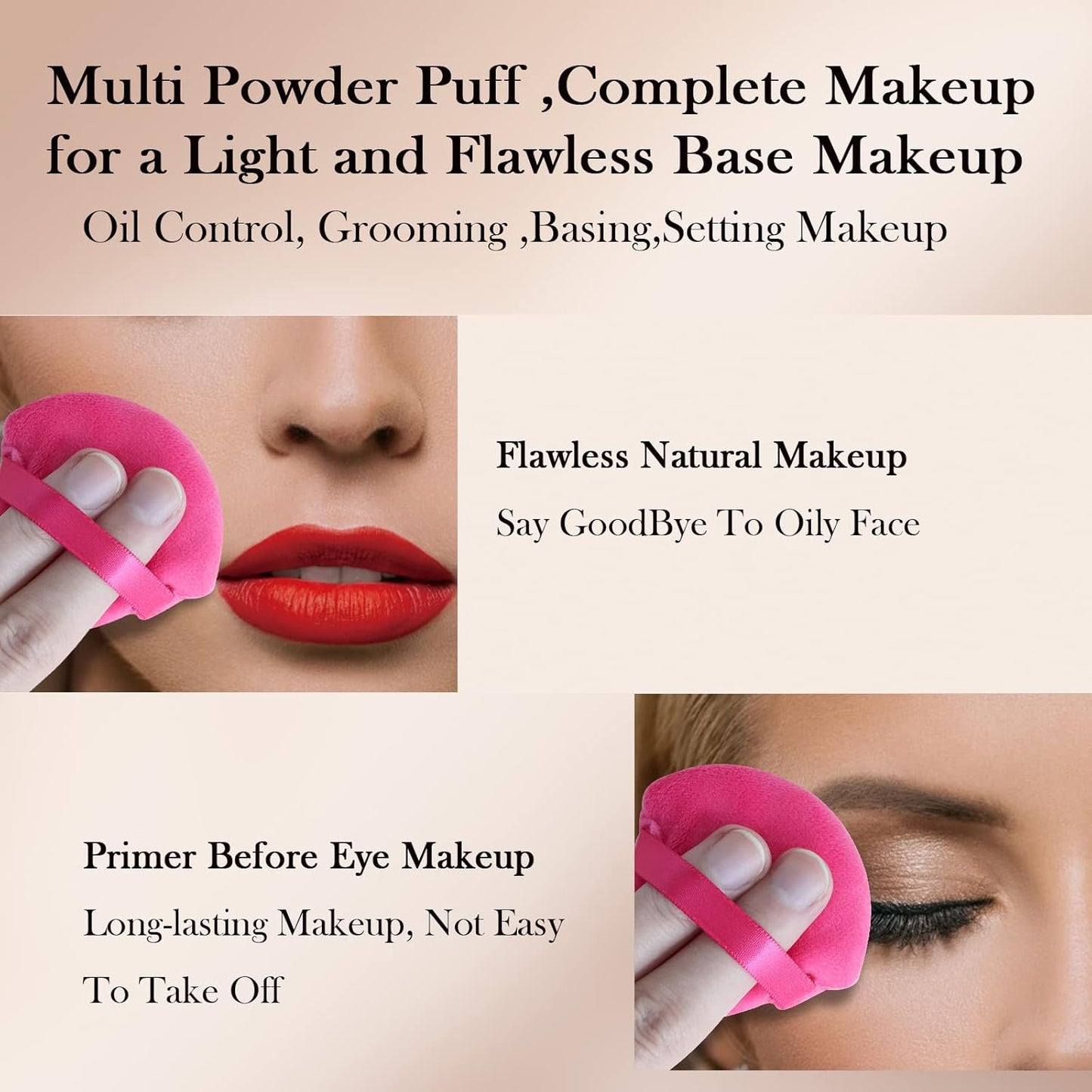 Powder Puffs Daubigny 6 Pieces Powder Puff Face Soft Triangle Makeup Puff for Loose Powder Mineral Powder Body Powder Velour Cosmetic Foundation Blender Sponge Beauty Makeup Tools(Rose Red)