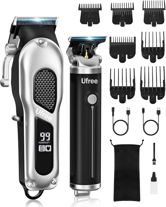Ufree Hair Clippers for Men, Professional Clippers and Trimmers Set, Cordless Clippers for Hair Cutting, Beard Trimmer, Barber Clippers, Rechargeable Electric Shaver, Gifts for Men
