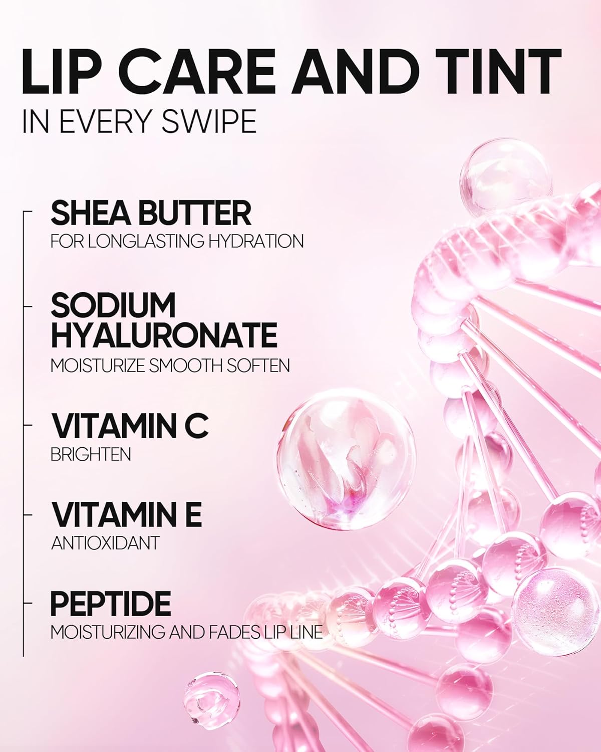 Hydrating Brightening Lip Serum, Nourishing Hydration Tinted Lip Stain, Plumping Lip Gloss with Polypeptide Squalane (00 Clear)