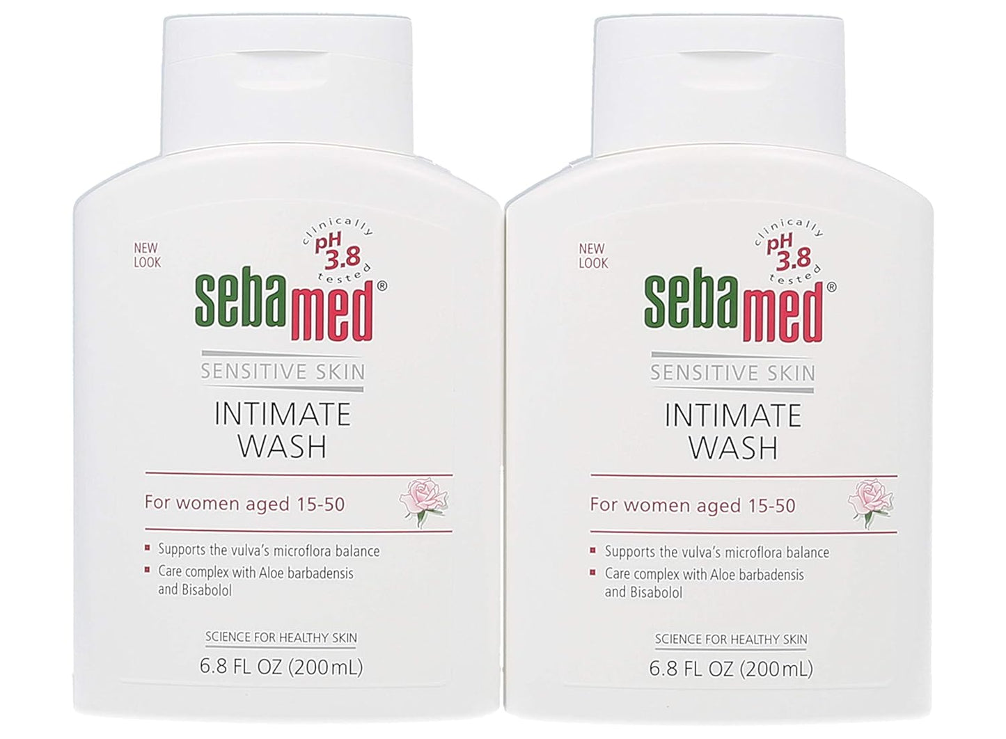 SEBAMED Feminine Intimate Wash pH 3.8 For Microflora Balance With Aloe Vera Mild Organic Based Daily Vaginal Wash Feminie Hygiene 6.8 Fluid Ounces (200 mL) Pack of 2