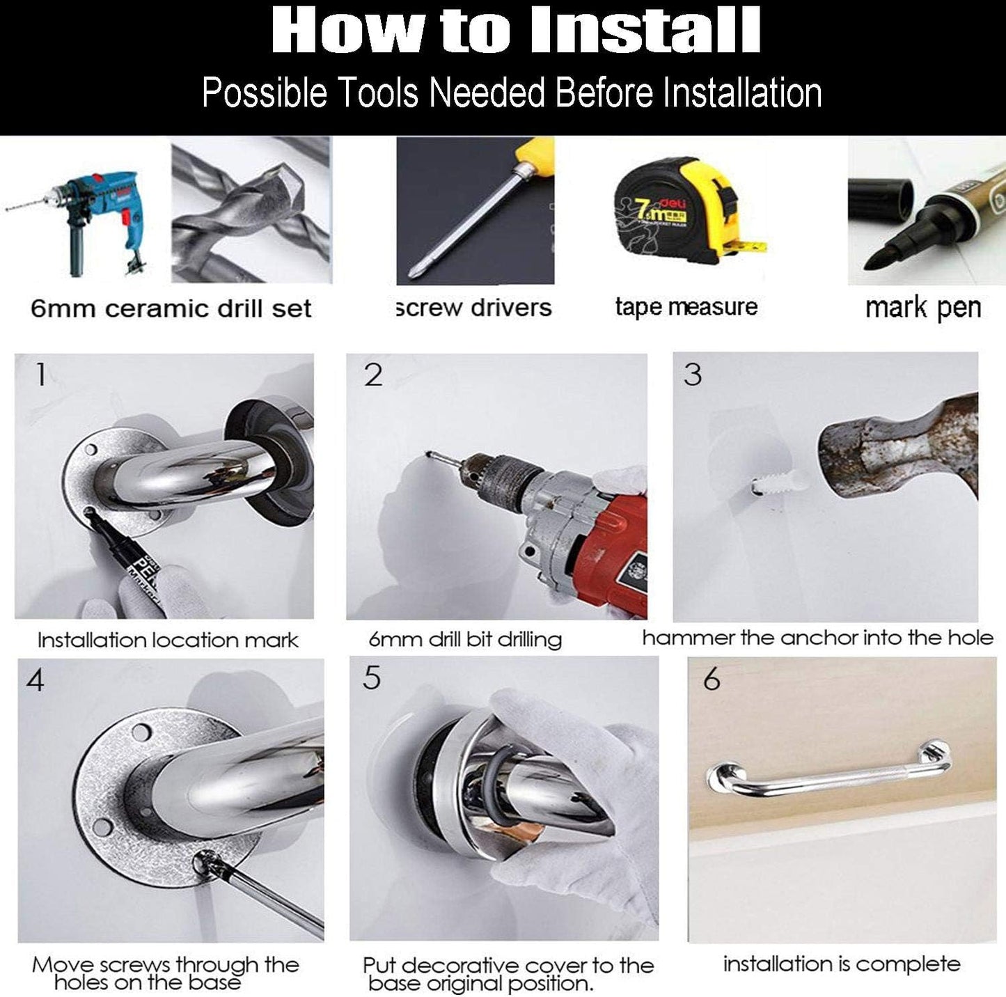 16 Inch Stainless Steel Shower Grab Bar 2 Pack, Munzong Balance Handrail Shower Bar - Bathroom, Bathtub Mounted Safety Hand Support Rail, Handicap, Elderly, Disabled, Injury, Senior Assist Bath Handle