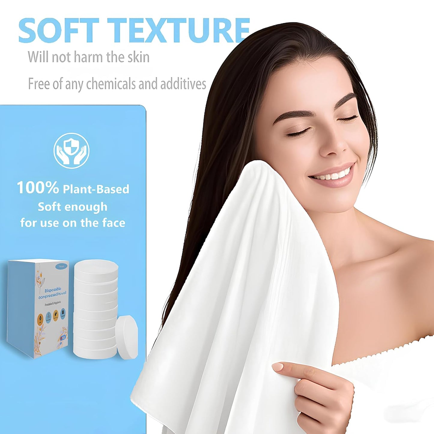 【10-PCS】Travel & Hiking Extra-Large Disposable Compressed Bath Towels，Disposable Bath Towels for Travel - 70×140cm, No Rinse, Quick-Dry, Hygienic & Space-Saving for Camping, Gym & Hotel Use