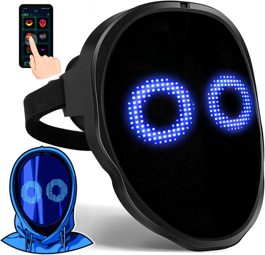 Face Transforming LED Mask with Bluetooth Programmable - LED Light Up Halloween Mask Digital Luminous Mask for Costume
