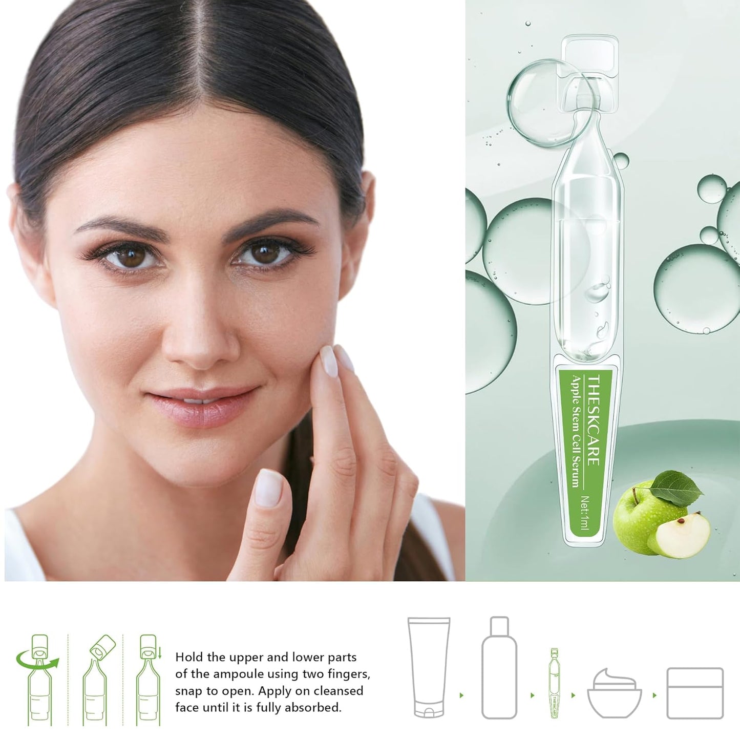 Anti Aging Apple Stem Cell Serum Ampoule for Face with Collagen,Hyaluronic Acid & Niacinamide,Rejuvenating Facial Serum for Fine Lines & Wrinkles,Plumping& Hydrating,30 Ampoules