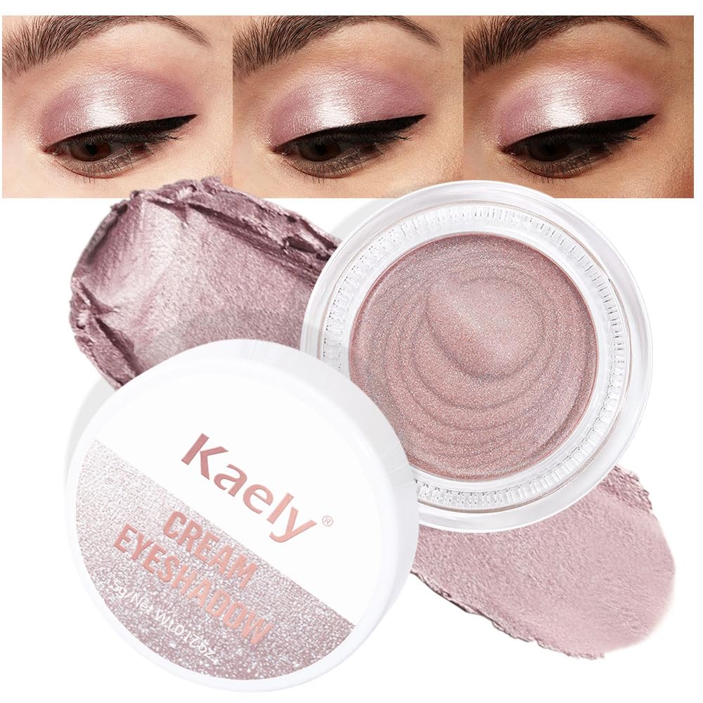 evpct Single Cream Eye Shadow Palette Pot Makeup for older Women, Praline Dusty Pink Mauve Shimmer Glitter Metallic Monochrome Cream to Powder Eyeshadow Palette Eye Brightener, Waterproof Blendable
