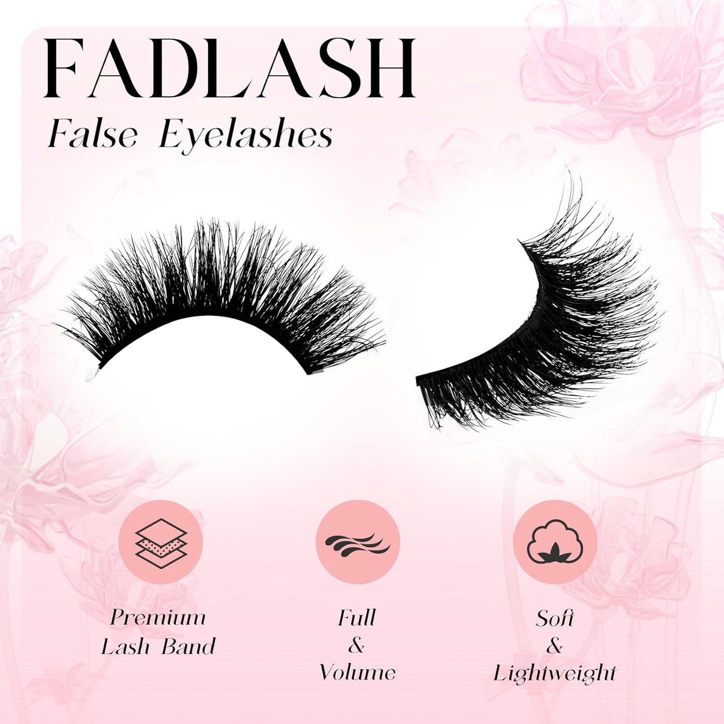 FADLASH False Eyelashes Voluminous and Fluffy Cat Eye Lashes Black Fake Lashes with Thin Band Wear Comfortable, Pack 14 Pairs, LZ-DD-14