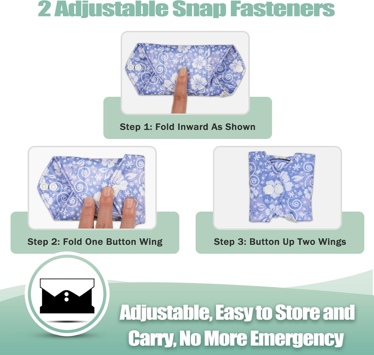 wegreeco Reusable Sanitary Pads - Cloth Sanitary Pads | Light Incontinence Pads | Reusable Menstrual Pads - 1 Cloth Mini Wet Bag (in Full Bloom Flower, Small)