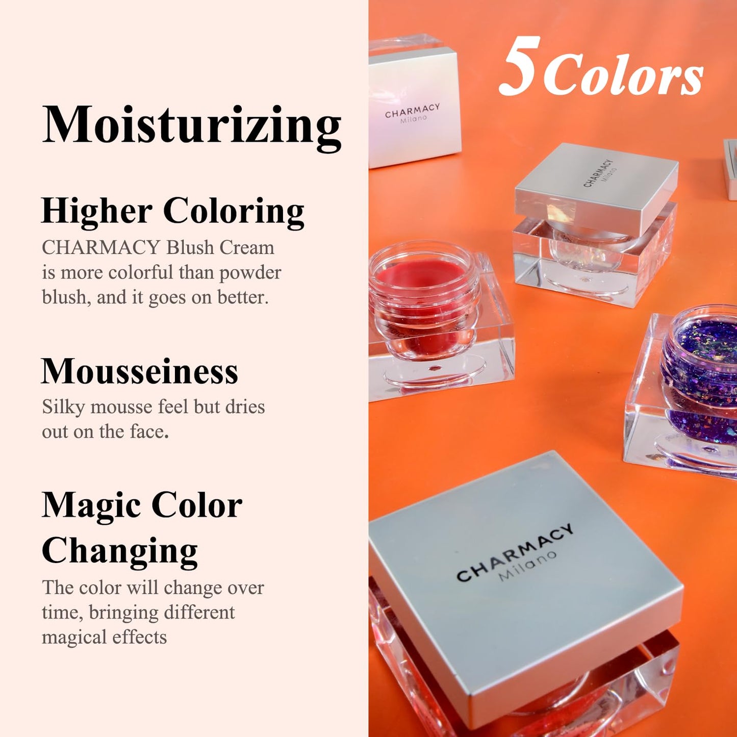 CHARMACY Magic Color Lip & Cheek Balm, PH Color Changing Blusher for Cheeks, Long Lasting Moisturizing Multi Use cream Waterproof Blush Makeup, BEATING HEART (#03)