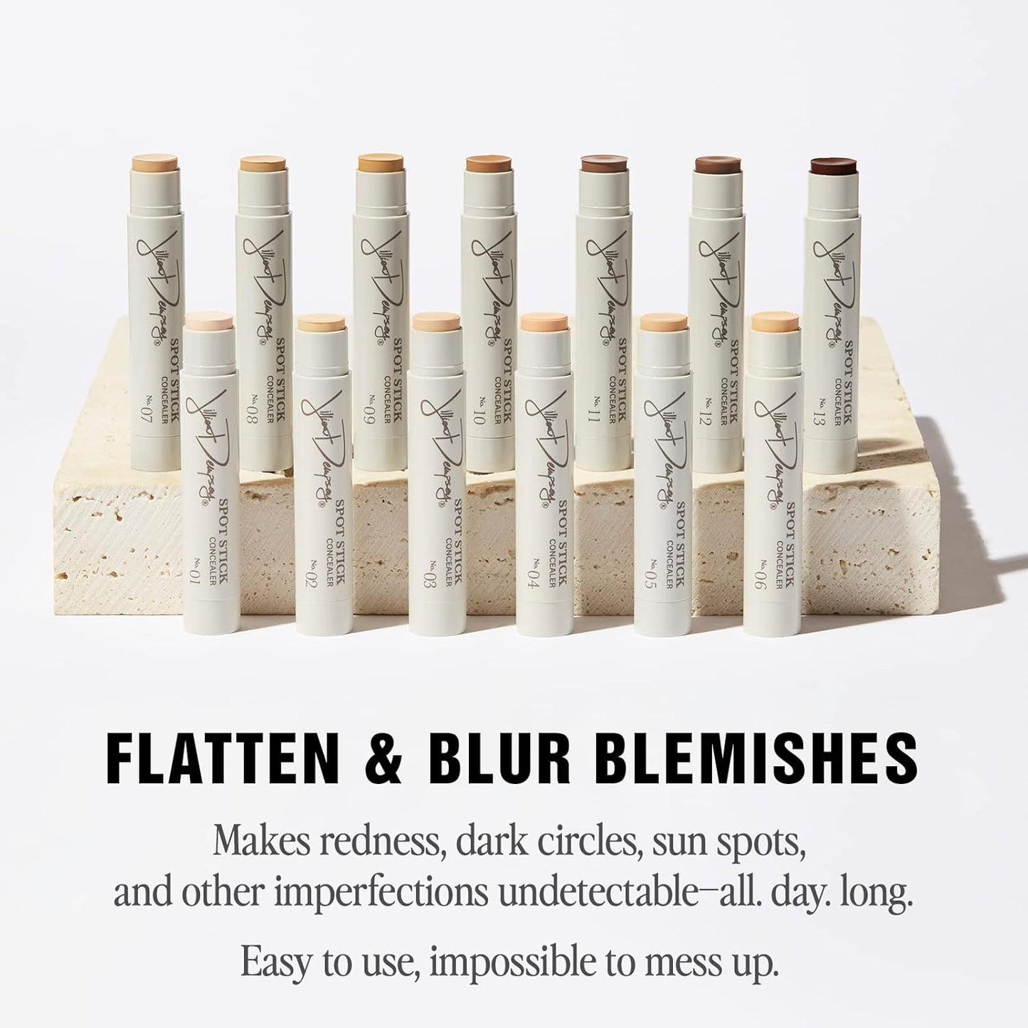 Jillian Dempsey Spot Stick Concealer | Easy Blending Matte Concealer for Blemishes & Uneven Skin Tones | Shade No. 01 Alabaster with Cool Pink Undertones