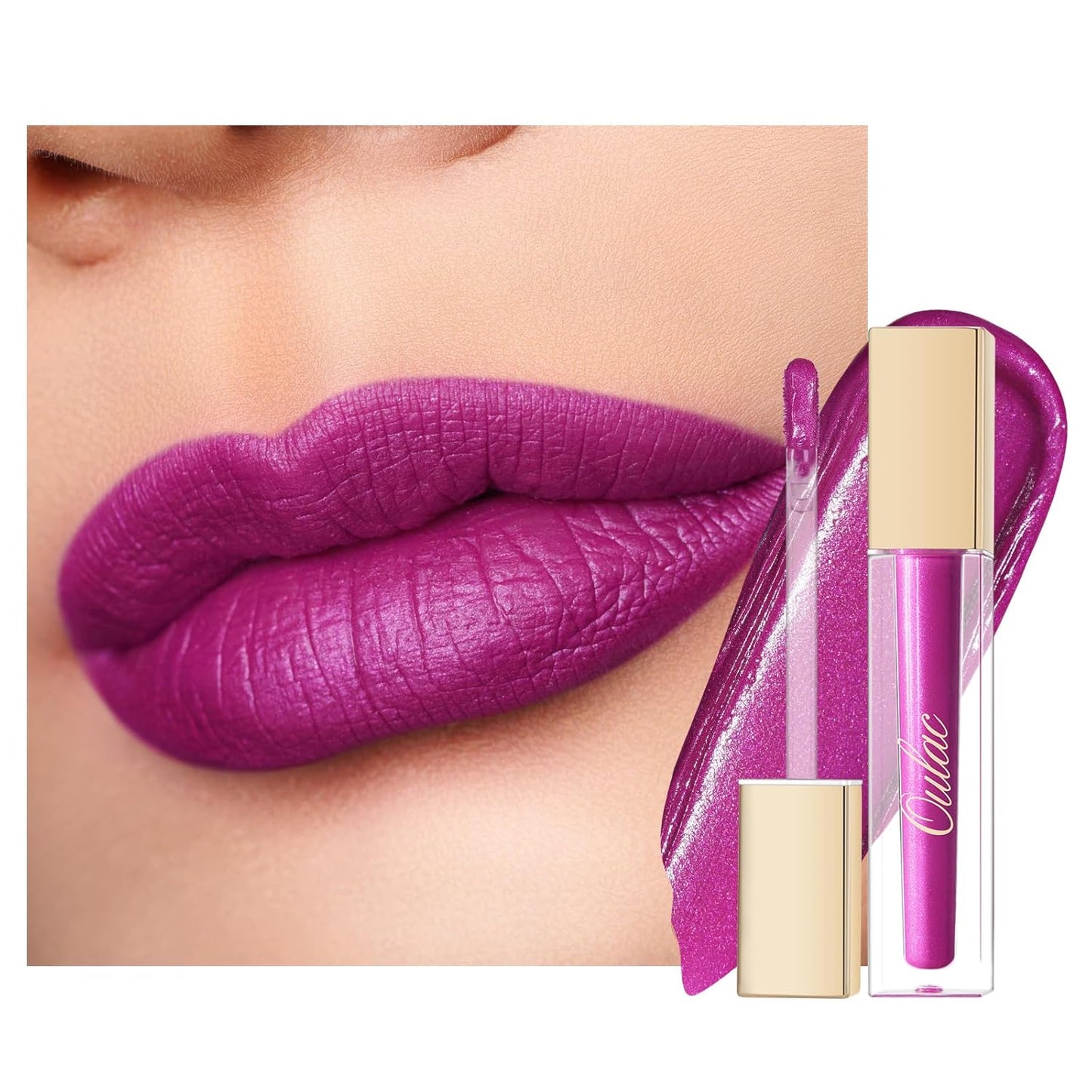 Oulac Matte Liquid Purple Lipstick for Women, Fuchsia Long lasting Lip Stain, Waterproof Highly Pigmented Creamy Formula Lipstick with Vitamin E, Vegan & Cruelty-Free, 4.5ml (MS02)