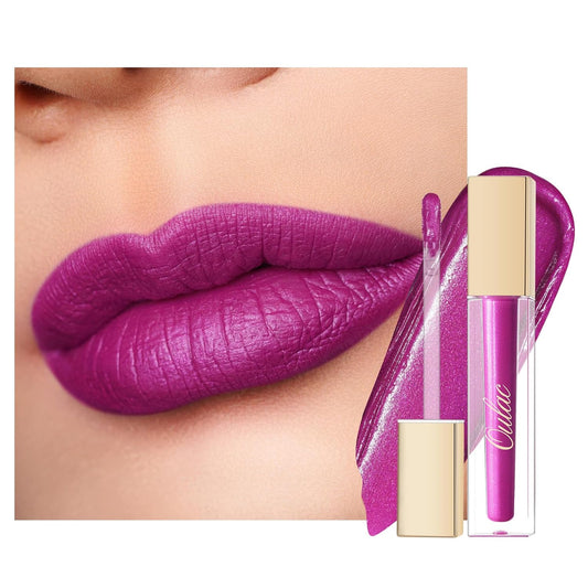 Oulac Matte Liquid Purple Lipstick for Women, Fuchsia Long lasting Lip Stain, Waterproof Highly Pigmented Creamy Formula Lipstick with Vitamin E, Vegan & Cruelty-Free, 4.5ml (MS02)