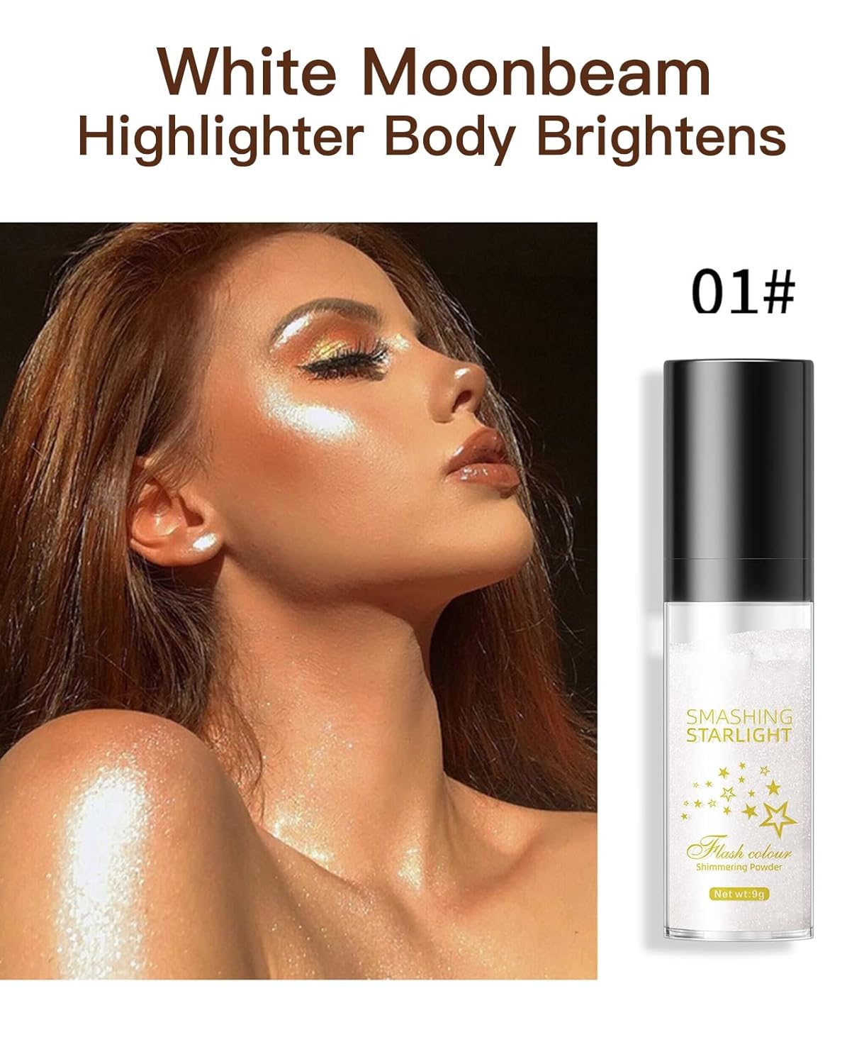 Fairy Highlight Puff Stick Highlight Patting Powder - Multi-Functional Shimmer Powder for Illuminating and Brightening Your Face and Body (#01 Gray)