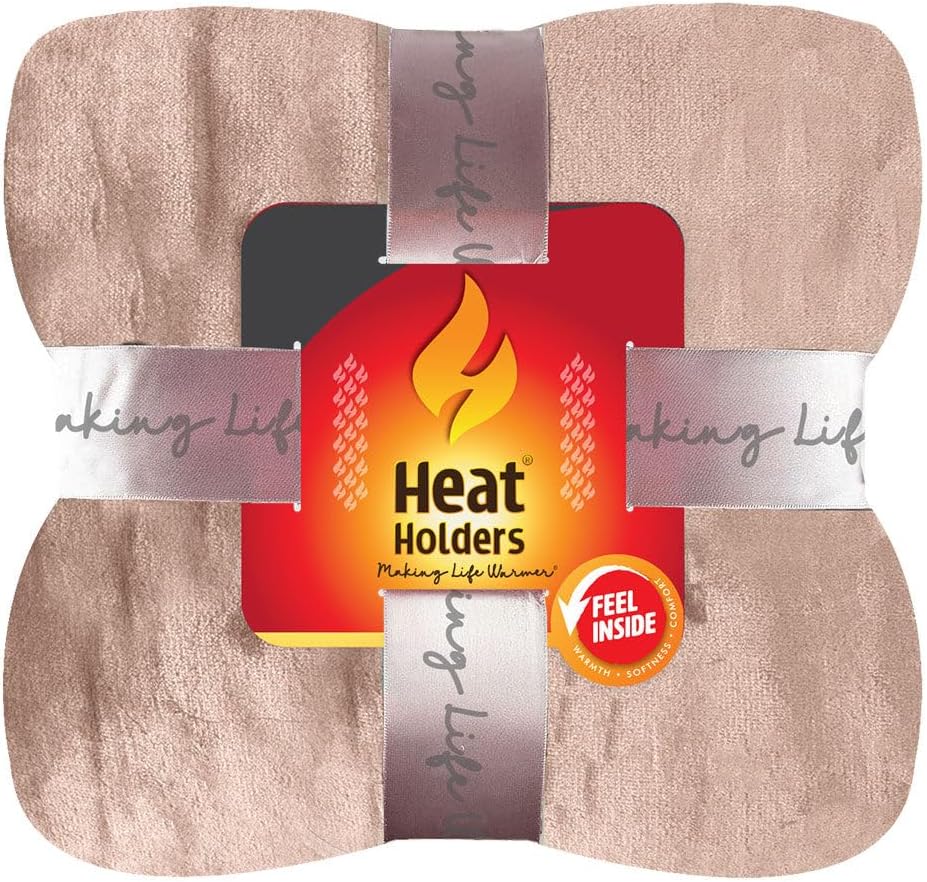 Heat Holders Personal-Sized Throw - Warm and Luxuriously Soft Fur-Like Fleece - Ideal for Bed, Sofa, Travel and Gifts | Natural / 50x70 inches