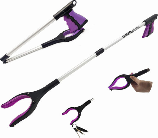 32 inch Foldable GrabRunner Reacher Grabber Tool with Magnetic(Dark Purple)