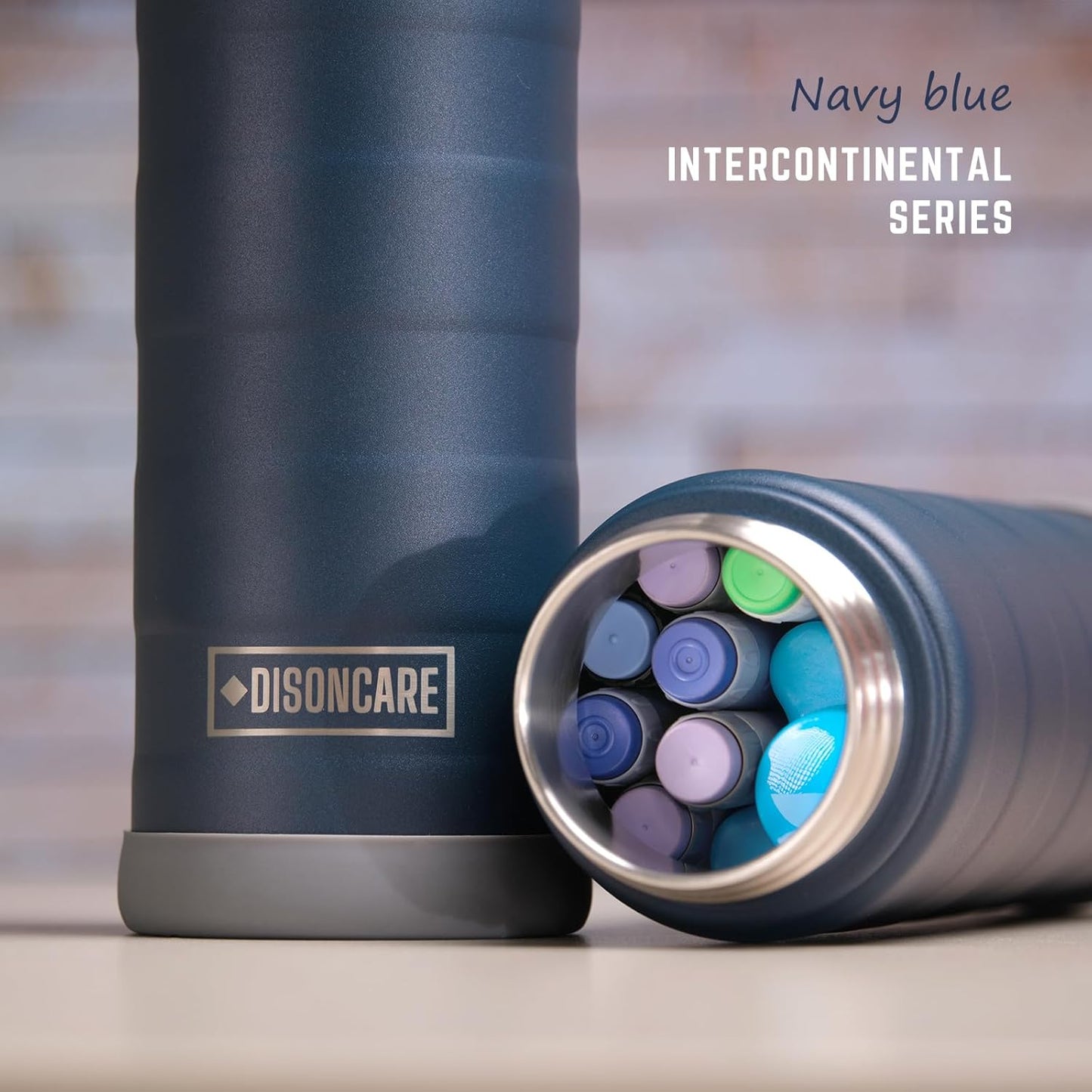 DISONCARE Intercontinental 74H 7 Insulin Pens Cooler Travel Case Medical Travel Diabetes Medicine For Traveling TSA Approved Ice Pack Medication Diabetic Gifts With QR Medical ID（Navy Blue）