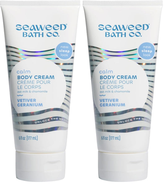 The Seaweed Bath Co. Sleep Body Cream, Calm, Nutrient-Rich Bladderwrack Seaweed, Vegan, Paraben Free, 6 fl. oz. (Pack of 2)