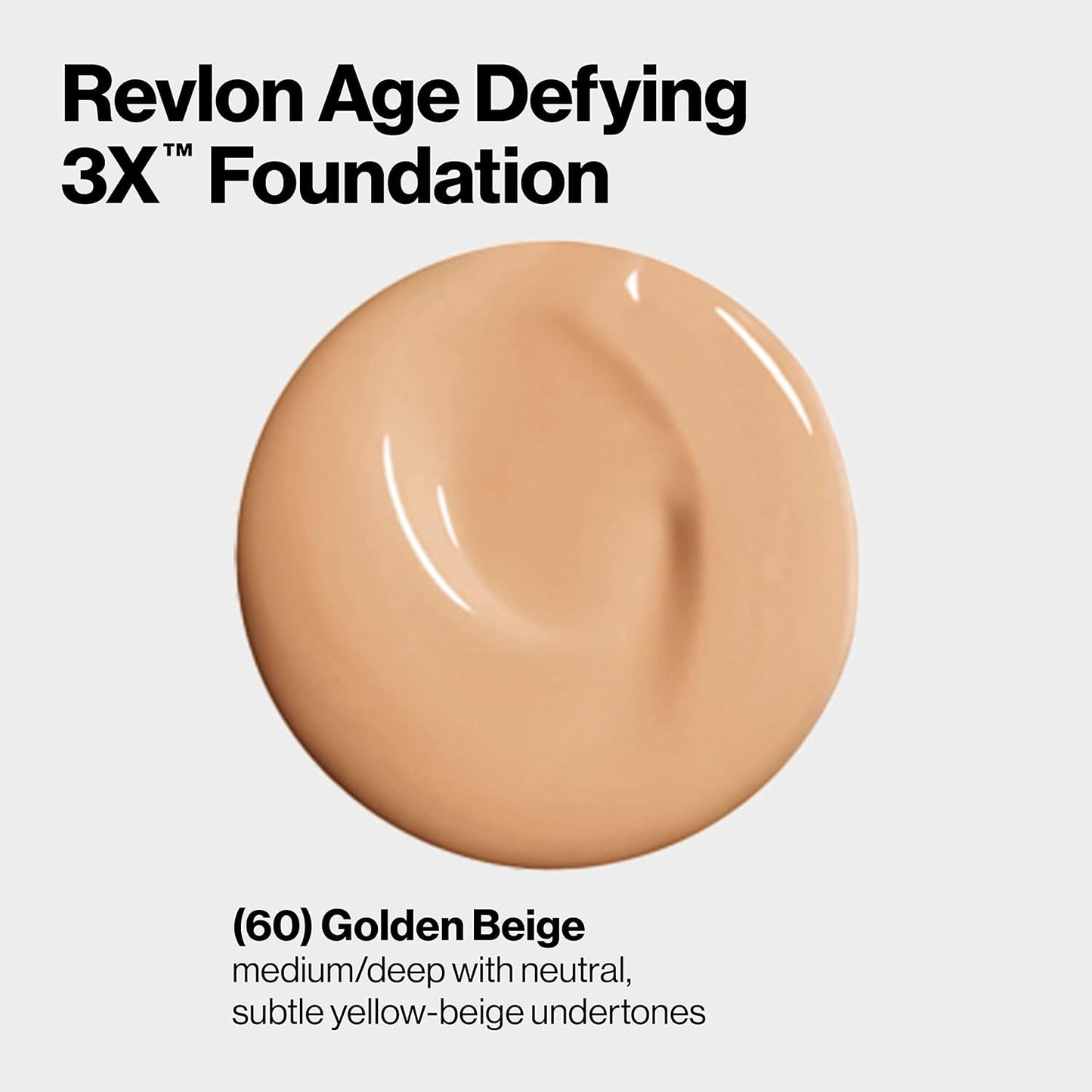 Revlon Age Defying 3X Makeup Foundation, Firming, Lifting and Anti-Aging Medium, Buildable Coverage with Natural Finish SPF 20, 060 Golden Beige, 1 fl oz
