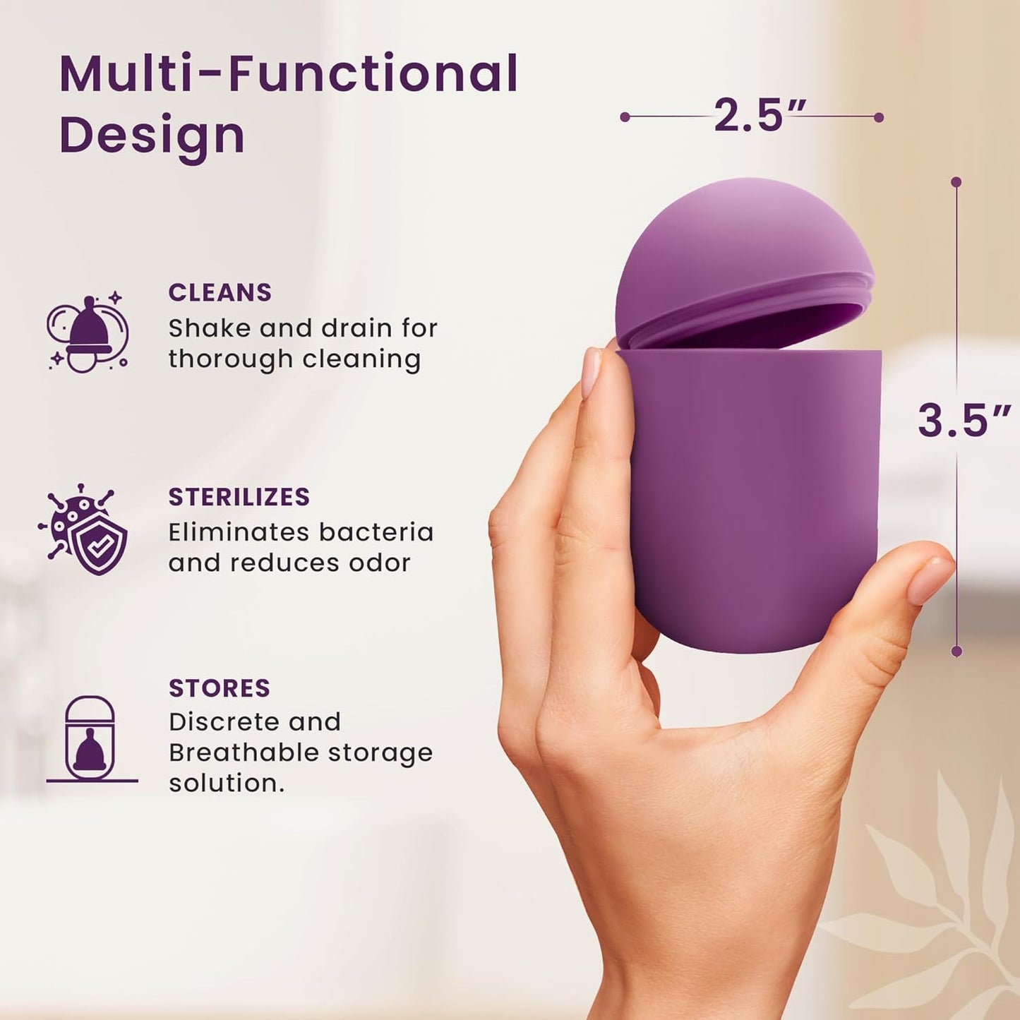 EcoBlossom Reusable Menstrual Cup and Case - The Most Reliable Medical Grade Silicone Period Cups - Comfortably use for 12 Hours (Small/Large (Pack of 2), Gray Cup & Case)