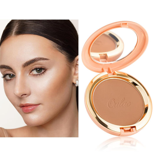 Oulac Matte Bronzer Powder Face Makeup with Mirror - Natural SunKissed Bronzer Look,Highly Pigmented Cream Bronzer, Long Lasting Glow, Easy to Blend, Vegan & Cruelty-Free BS02