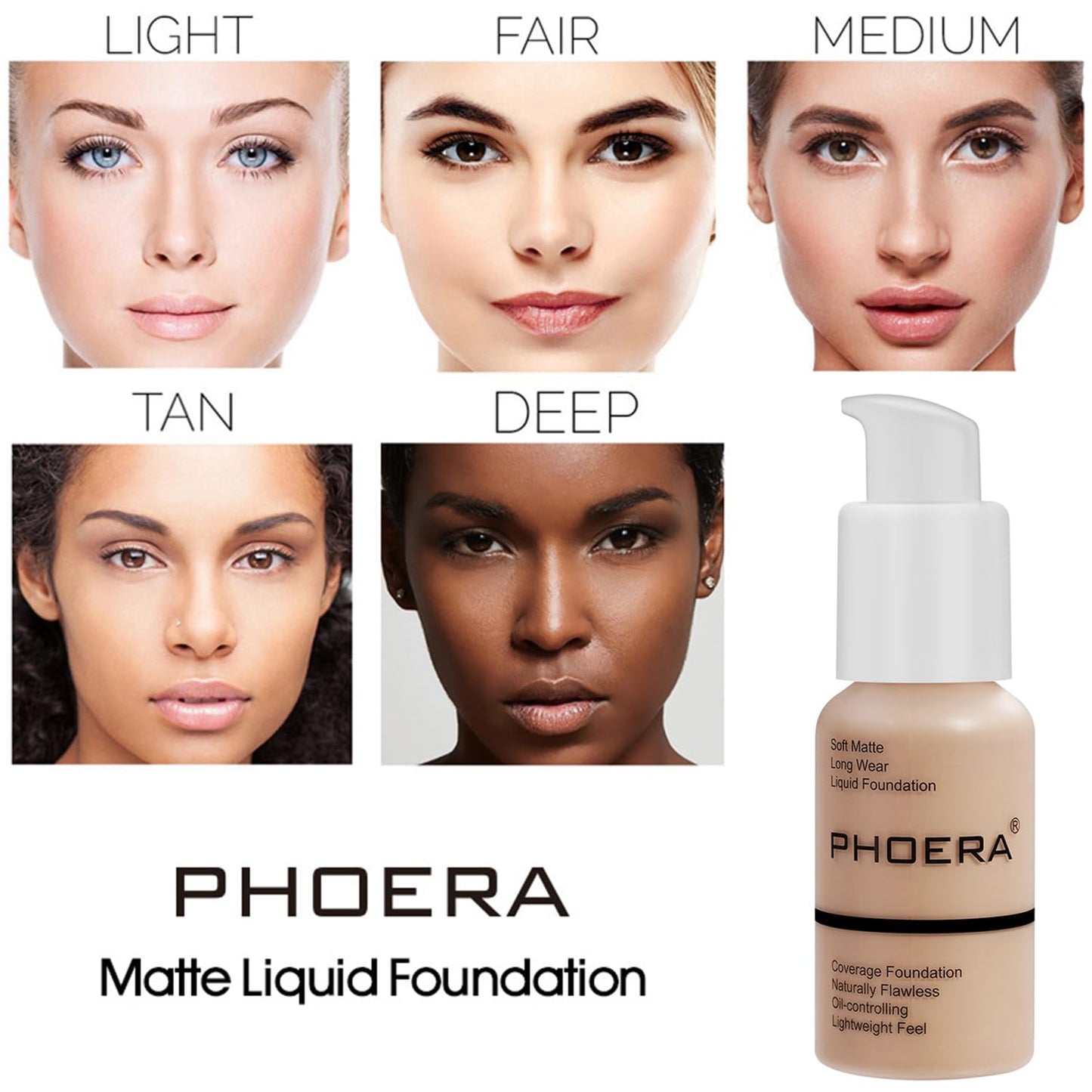 PHOERA Foundation Full Coverage,PHOERA Concealer Lightweight Full Coverage,PHOERA Makeup Long Lasting Wrinkles Matte Natural Finish for a Flawless Complexion(103 Warm peach+103#BEIGE)