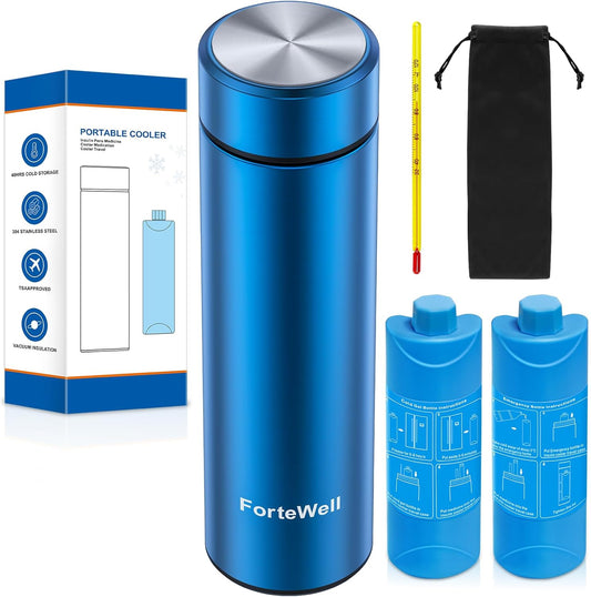 Insulin Cooler Travel Case TSA Approved – 60H Insulin Pen Cooler for 2-3 Pens – Medication Travel Case with Ice Packs, Ideal for Diabetes Care & Injection Storage (Blue)