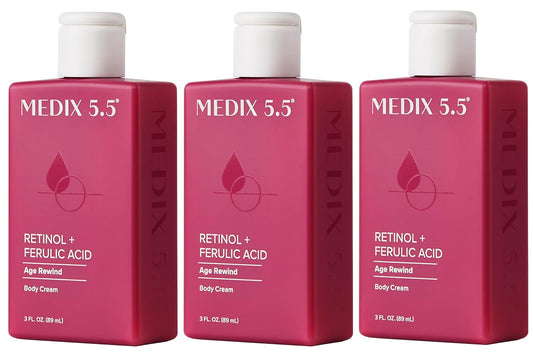 Medix 5.5 Retinol Body Lotion Firming Moisturizer | Crepey Skin Care Treatment | Retinol Body Cream | Firming Cream Targets Look Of Crepe Skin, Wrinkles, & Sagging, 3 Fl Oz Travel Size, 3-Pack