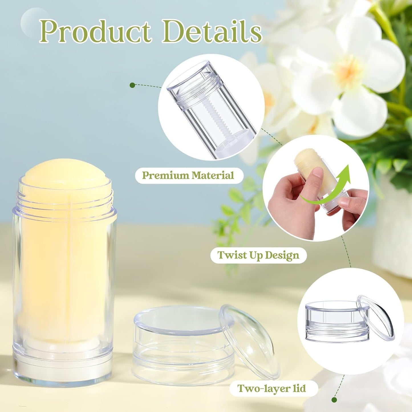 30 Pcs Empty Deodorant Containers Twist up Filling Stick Plastic Deodorant Container Refillable Bottles Bottomfill Round Lip Balm Tubes for Homemade DIY Lipstick Crayon(30 ml,Clear)