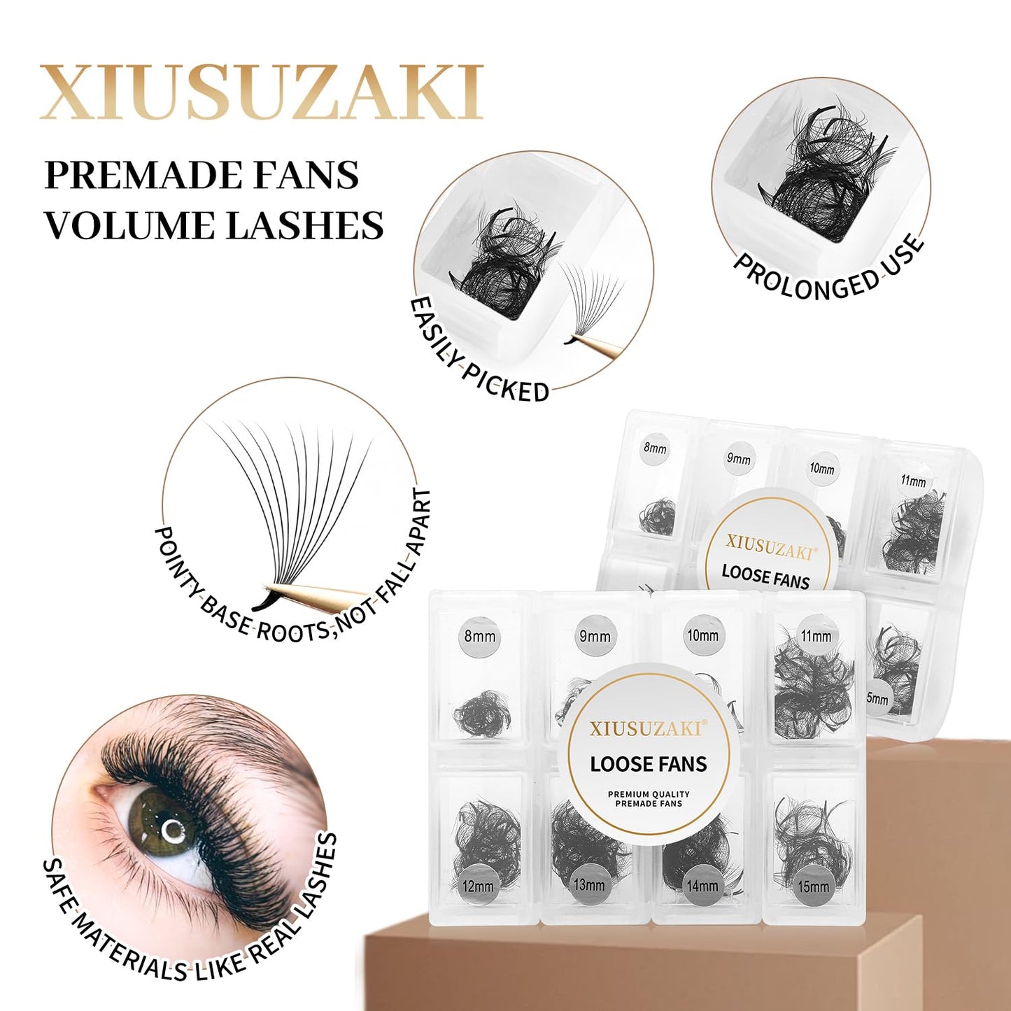 Premade Fans Eyelash Extensions 600 Fans 20D Volume Lash Extensions 0.03 Thickness Eyelash Extension D Curl Premade Lash Fans Mix 8-15mm Fluffy Soft Handmade Loose Fan(600Fans-20D-0.03-D,8-15mm)