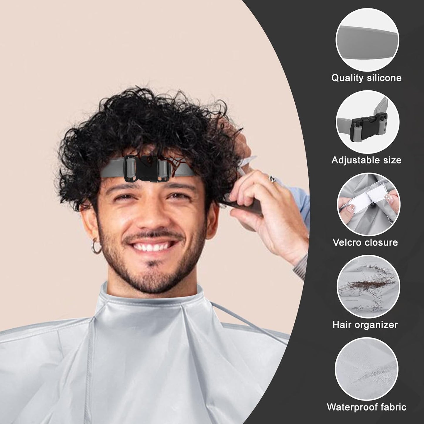 Fade Haircut Guide for Men, Self Haircut Kit for Men, Include Hair Cutting Guide & Cape Umbrella & Comb, Neckline Shaving Templat, DIY Hair Cutting Accessories Tools for Home (Grey)