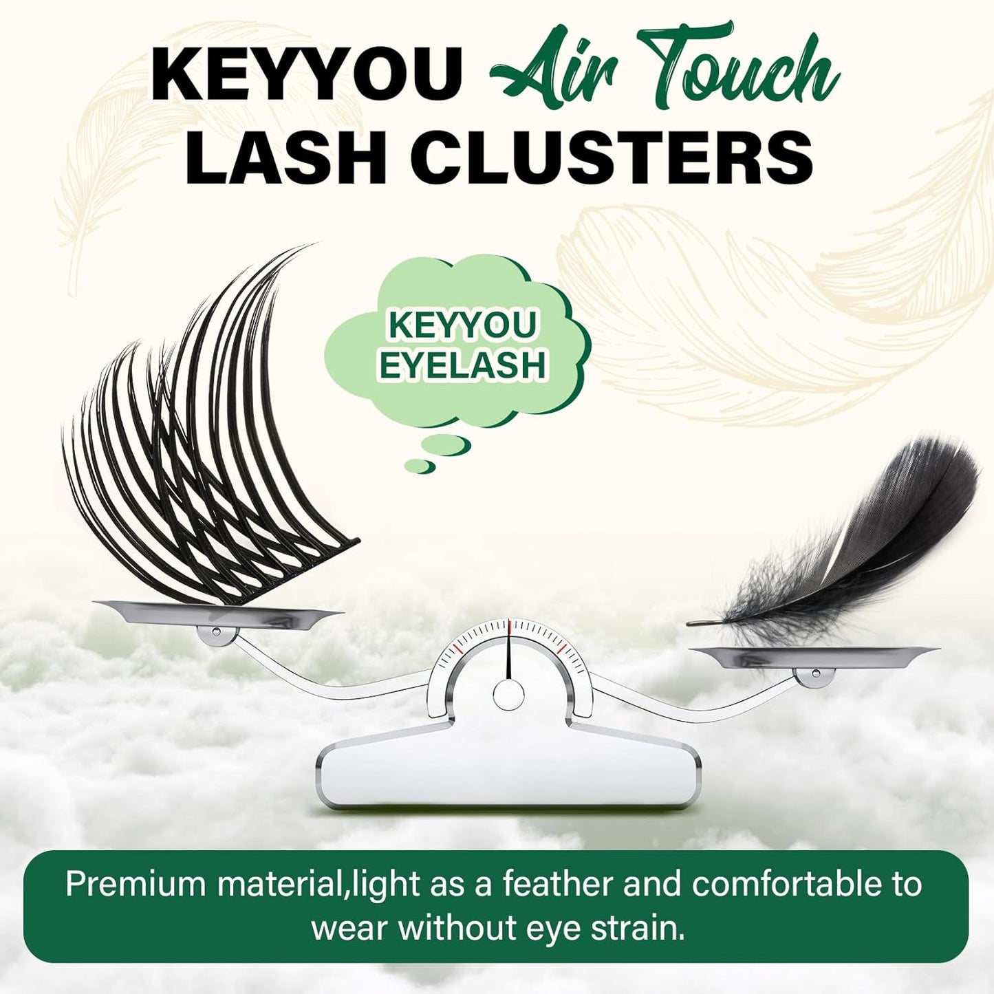 Lash Clusters 144pcs Individual Lashes D Curl 10mm Eyelash Clusters KEYYOU Air Touch Cluster Lashes Super Lightweight Soft Wispy Comfortable Easy DIY at Home(Air04-D-10mm)