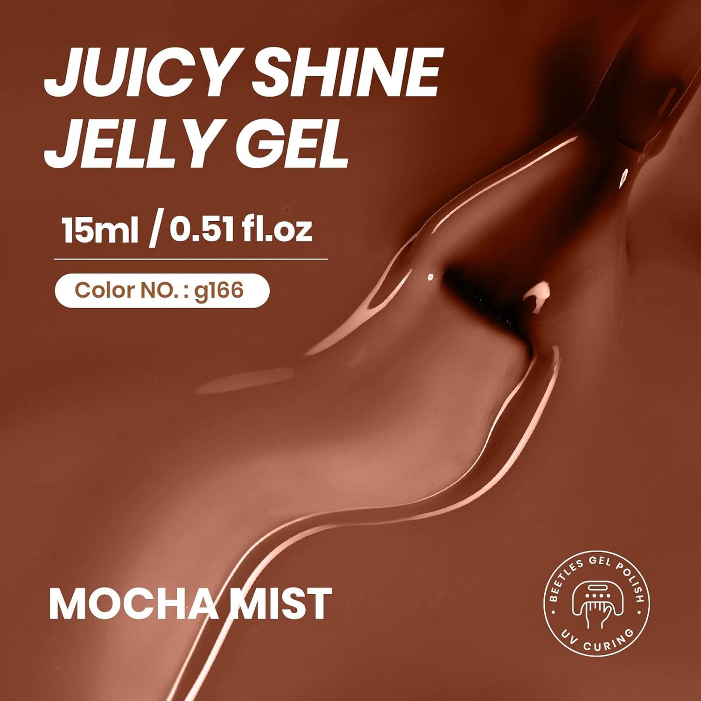 Beetles Brown Gel Nail Polish - 15ML Mocha Brown Jelly Natural Fall Gel Polish Nail Concealer Sheer Translucent Effect Soak Off UV Mocha Mist Collection French Nail Art Manicure Gift for Women