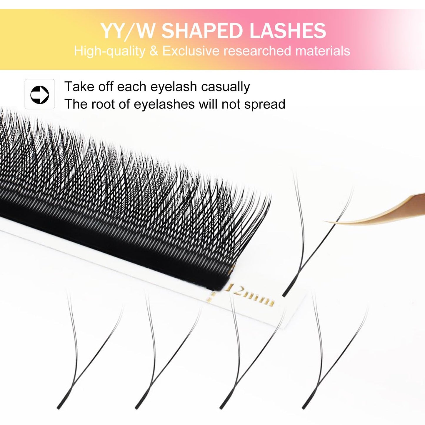 YY Lash Extensions Supplies Y Eyelash Extensions 0.05mm Thickness D Curl 13mm Premade Fans 4D Russian Volume Matte Black 12 Rows Crisscross Eye Lashes(YY-0.05-D,13mm)