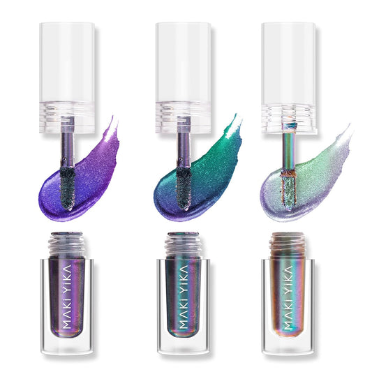MAKI YIKA 3Pc Glitter Eyeshadow Liquid Multichrome Eyeshadows Long Lasting, Metallic Chameleon Eye Shadow Smudgeproof Holographic Eye Topper Glitters (#1+3+6)